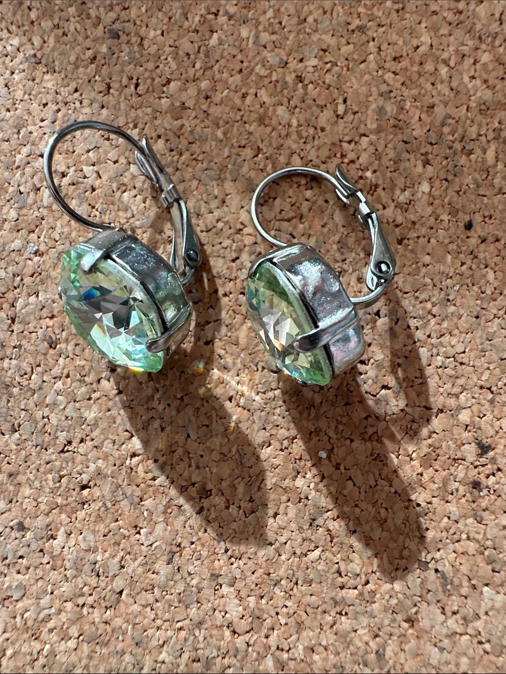 Swarovski Chrysolite Crystal Drop leverback Earrings Atlantis Berlin🧜‍♀️ - Picture 3 of 11